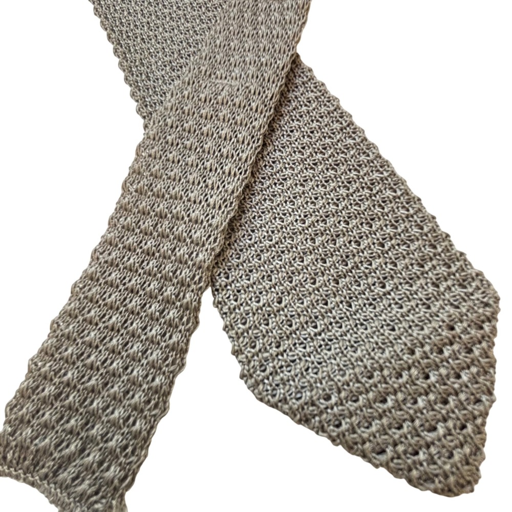 Adams Row Silver Gray Knit Tie Mens Rayon USA Classic Ivy League Loose